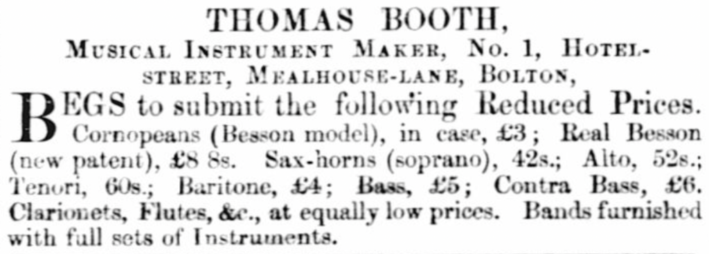Thomas Booth No.1 Hotel Street Advert